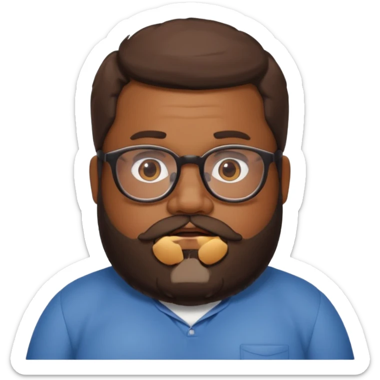 I want an emoji of a chubby person with glasses and a beard sticker