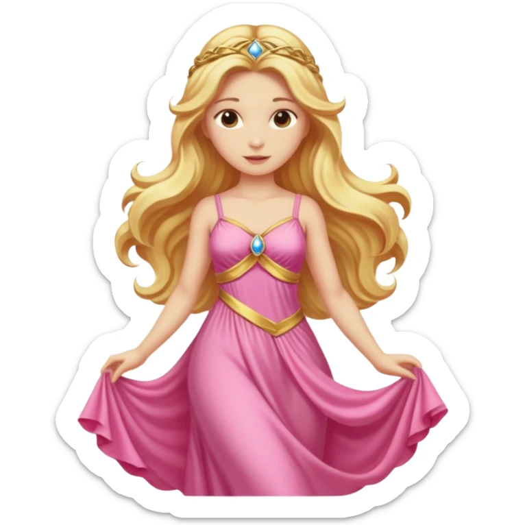 Venus, Goddess of Love from Gods and Goddesses with long golden blonde hair, pink outfit sticker