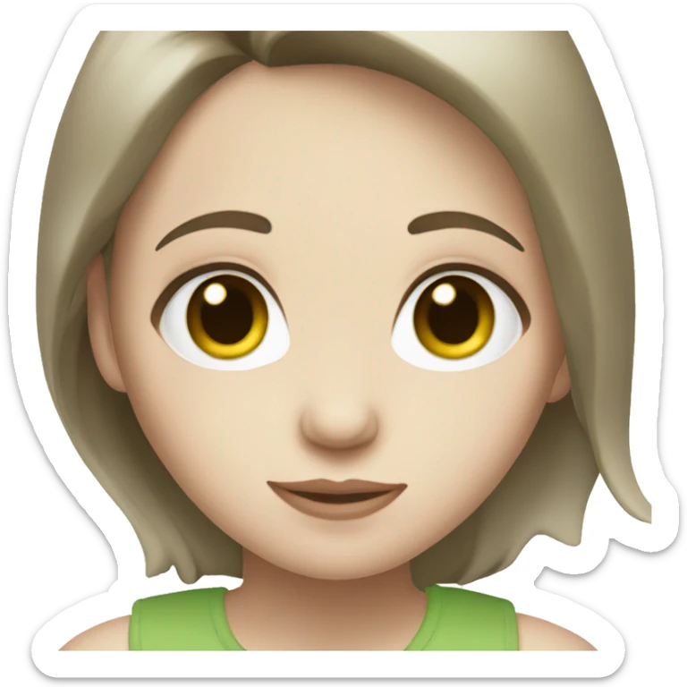 girl with pale skin, dark brown hair, and green eyes sticker