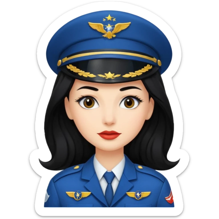 Femme cheveux long noir travaille dans le domaine de l'aéronautique sourcils plus fournis makeup clean sticker