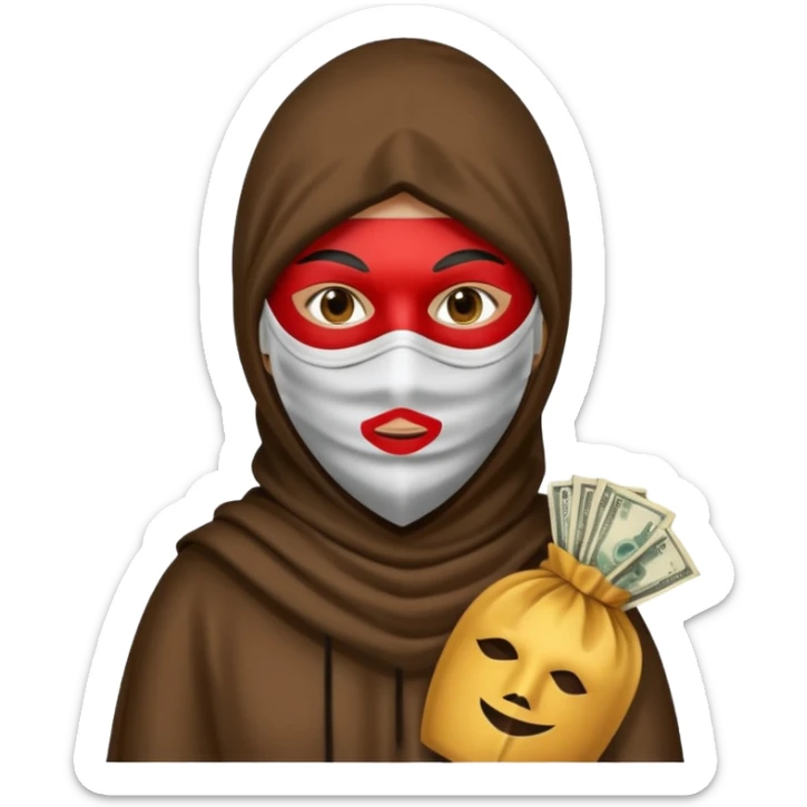 Robber emoji holding a 💰 wearing a mask that is made of robber dress sticker