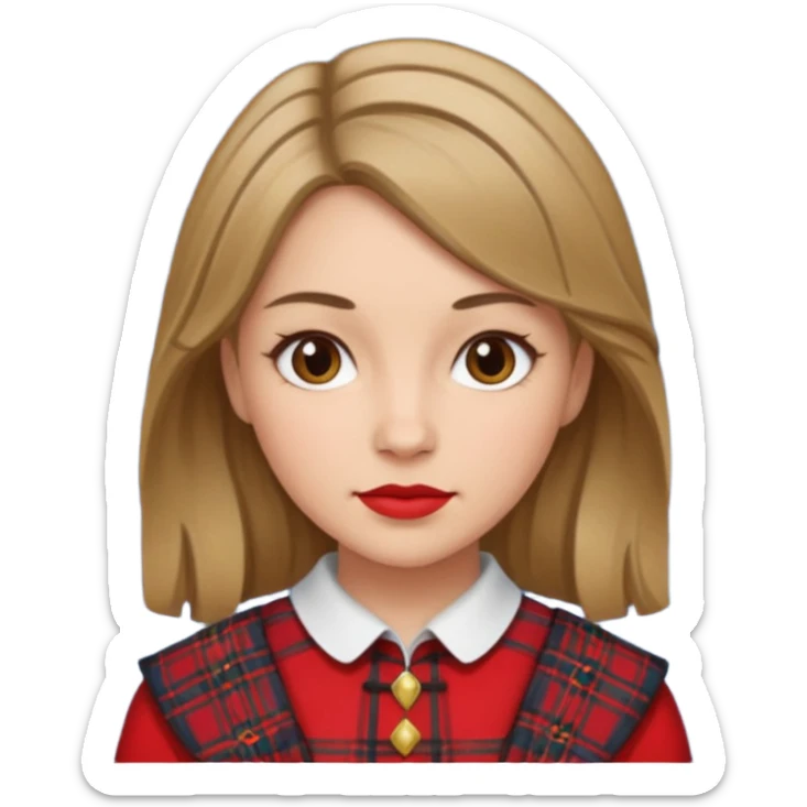 female with scottish red attire and dark blonde hair sticker