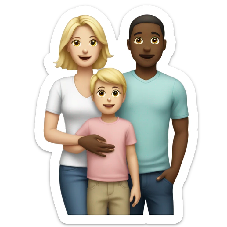 White woman holding a toddler and a little boy and girl standing  sticker