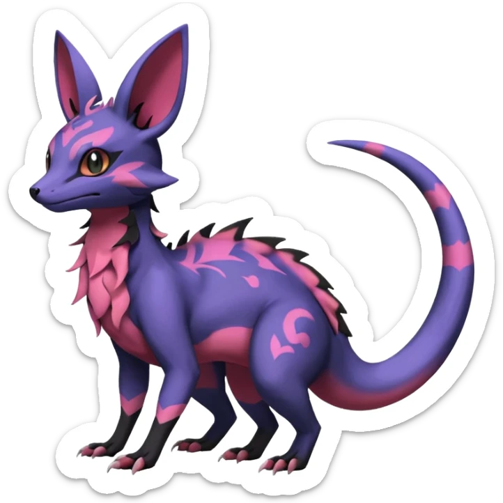 Rare epic aesthetic colorful Salandit-Noibat-Eevee-Genet-species-Fakemon-hybrid-creature, with markings, full body sticker