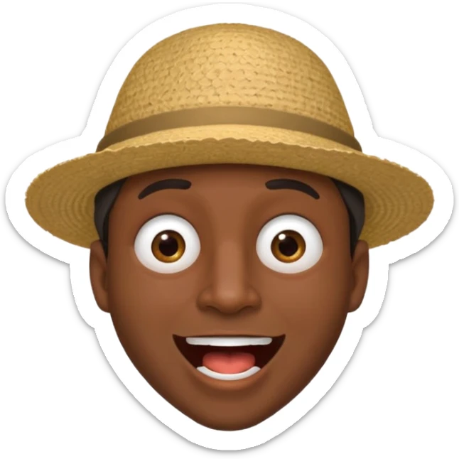 homme créole réunionnais  étonné  bouche ouverte avec chapeau sticker