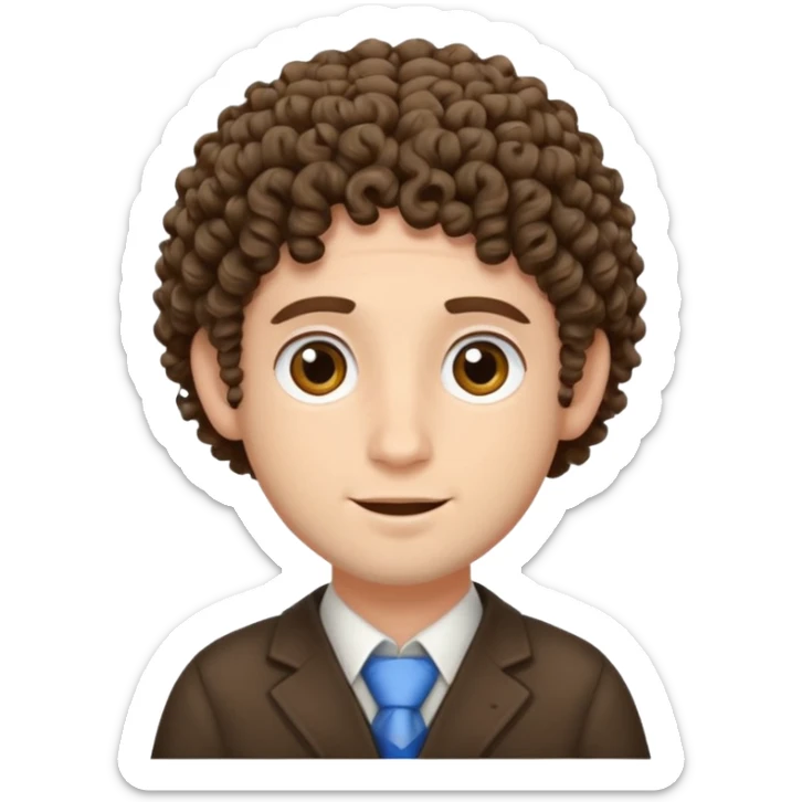jewish man's face, wearing a tiny yarmulke and curly hair strands sticker
