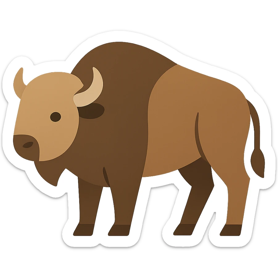 Flat design style bison sticker