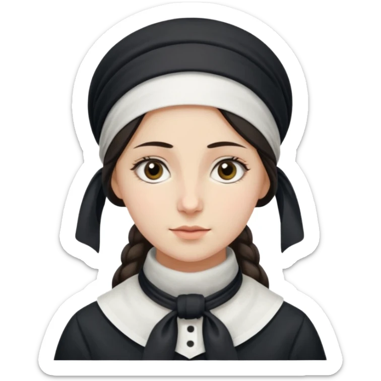 orthodox jewish woman with kerchief tied by neck circa. 1890 make into pretty young sticker
