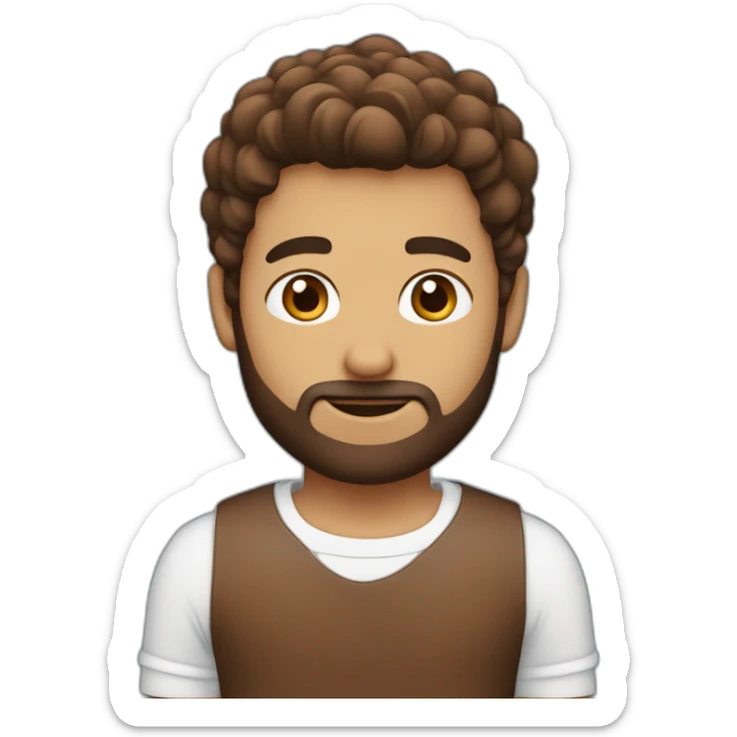 Chico color blanco con pelo corto lizo marron sin barba y con abriculares y con remera azul y rojo sticker