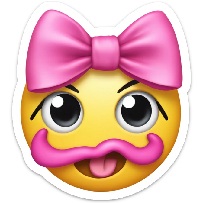 smily face with tongue out with pink hairbow sticker