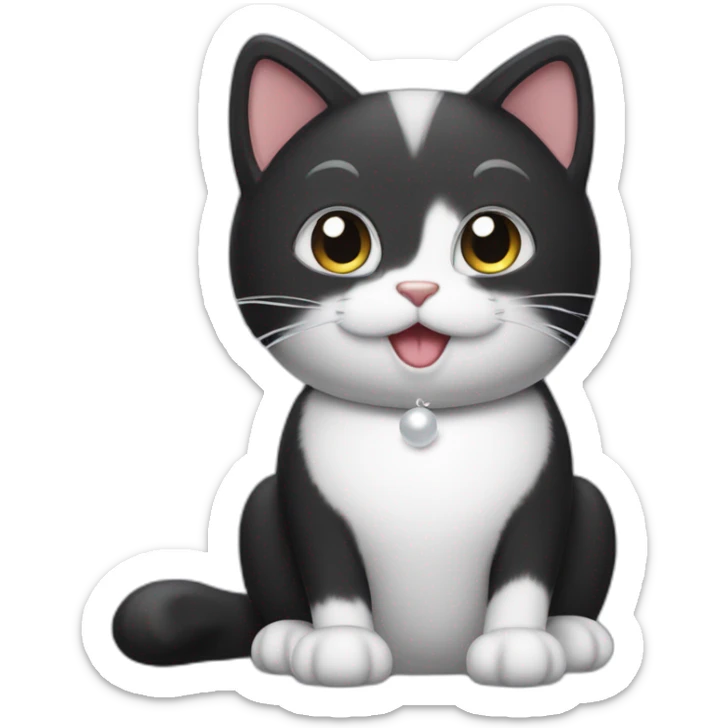 Cute happy Tux cat,The tail is always raised, and the tip of the tail is a small white ball. sticker