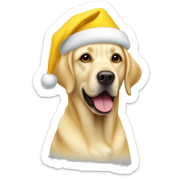 Yellow labrador wearing yellow santa hat sticker