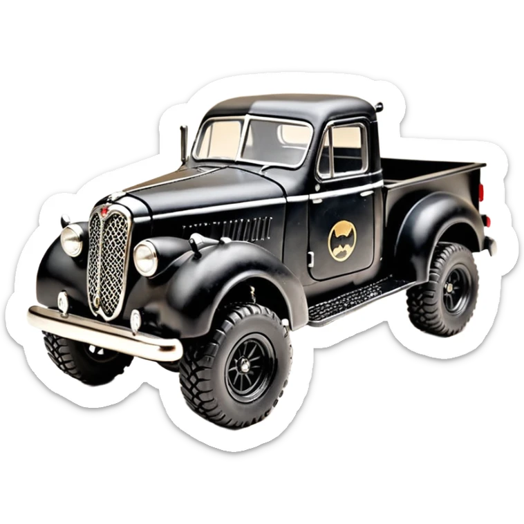 1:10 off-road lcg smoking Basher Wednesday Adam’s CatWoman’s 1954 blackened tarnished hotrod jaguar extended cab rc pickup (extra wide low-profile pin tires without fenders) sticker
