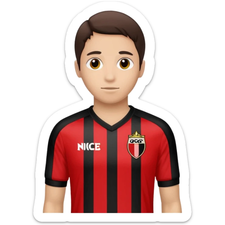 Supporter de L’ogc Nice. Maillot de foot rouge et noir (bandes) logo Kappa. Et logo de L’ogc Nice original. sticker
