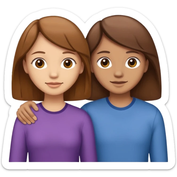 Make an best Friends Sticker in Cartoon Style with Brown and Brown hair sticker