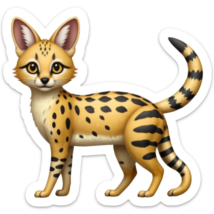 Trico-Vernid-Serval-Numbat-fusion-animal-hybrid-creature  sticker