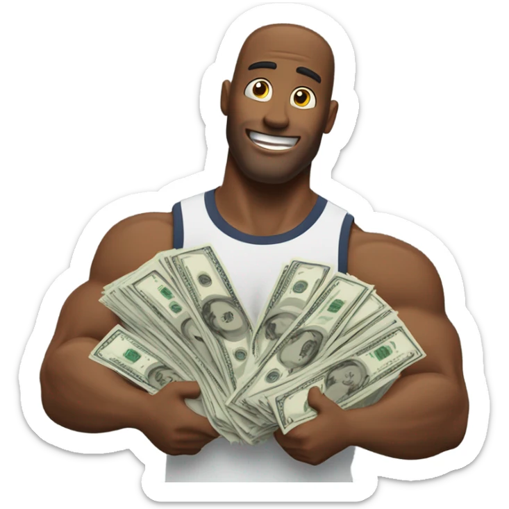 set of arms fanning out a bunch of money (as a flex) sticker