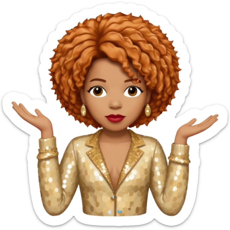 Macy Gray from Mary Mary with reddish blonde hair, cream sequin outfit sticker
