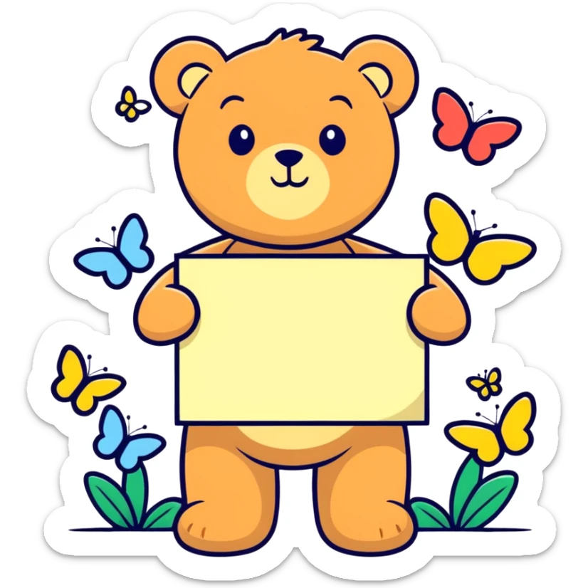 A teddy bear holding a sign that says ‘You are so loved’ surrounded by butterflies and sparkles. sticker