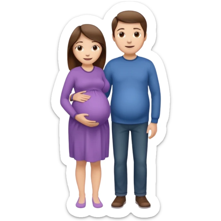 A pregnant woman with long straight brown hair and fair skin and man with short brown hair and fair skin  sticker