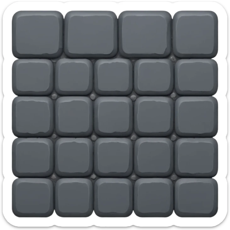 Emoji-style icon of a dark gray Roman sanpietrino cobblestone, minimal, rounded, cute, and readable at small size. sticker