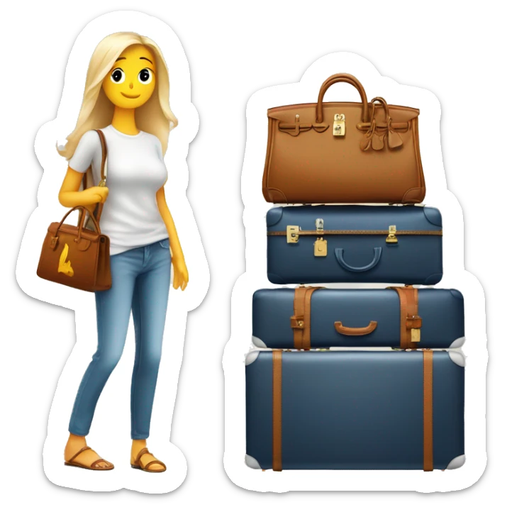 One Hermes Birkin bag stay on another a luxury baggage, like in An airport sticker