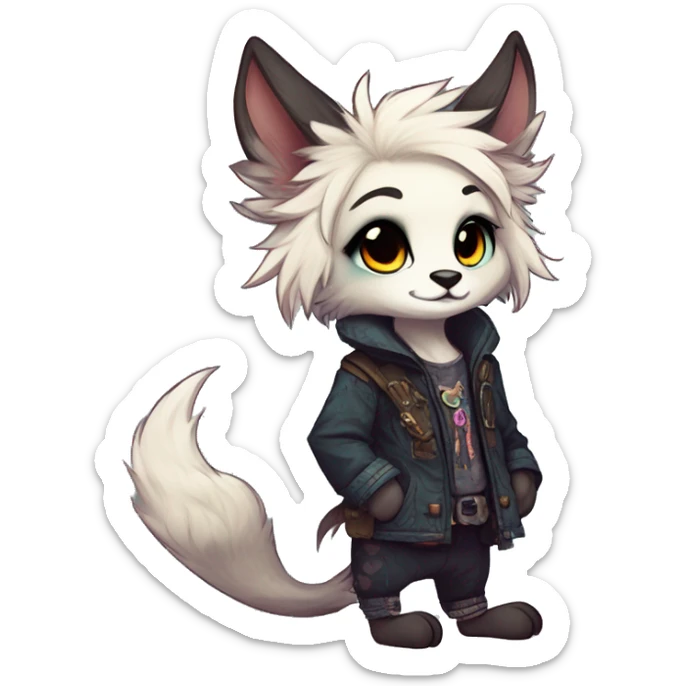 Cool cute Kawaii edgy fantasy animal fursona Fionbri by griffsnuff & LiLaiRa & Falvie full body sticker