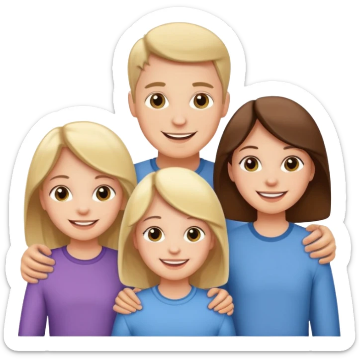 a white family with three children, a boy and two girls sticker