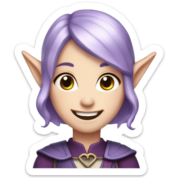 pale skin, purple hair, elf ears, archer girl , laughing out loud sticker