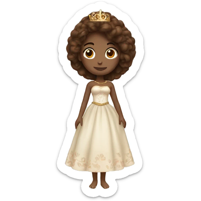 Princess with coconut dress and brown hair  sticker