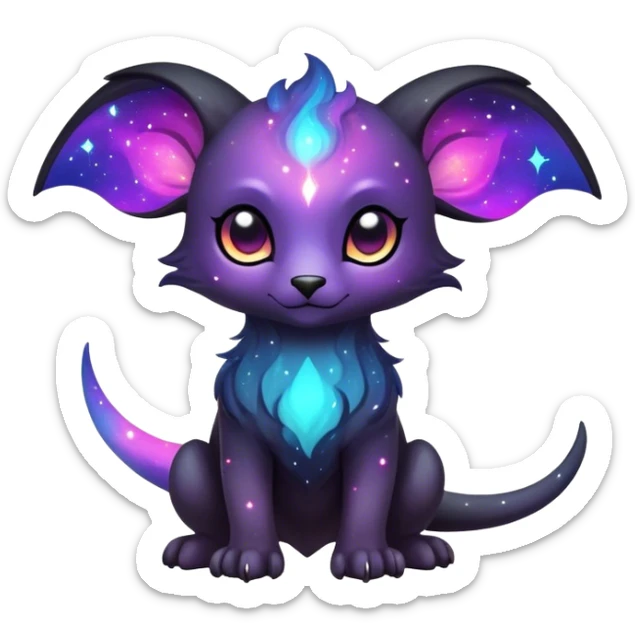 Cute cool colorful dark nebula fantasy-Fakemon-Digimon-animal-hybrid full body sticker