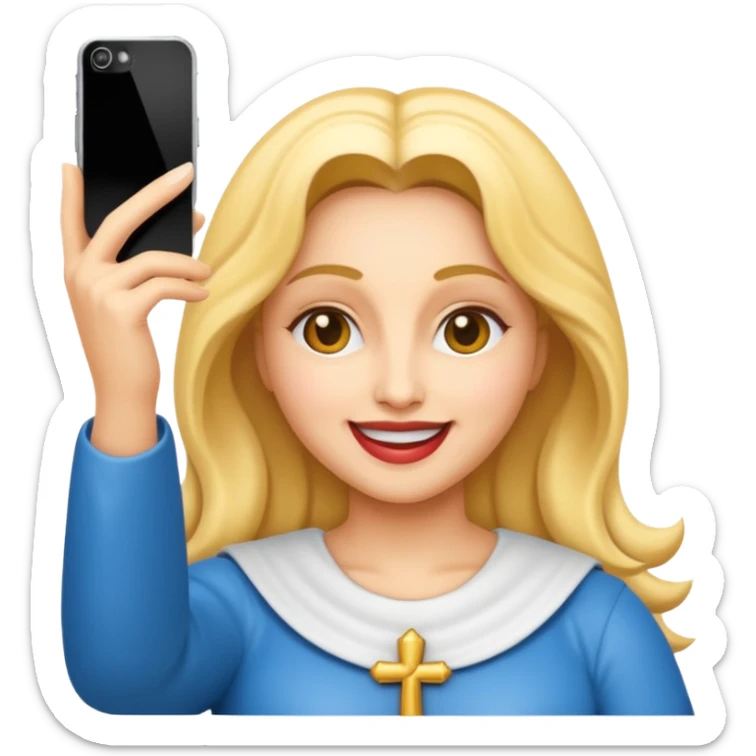 emoji della madonna vestita di BIANCO  con SCATTA UN SELFIE
 sticker