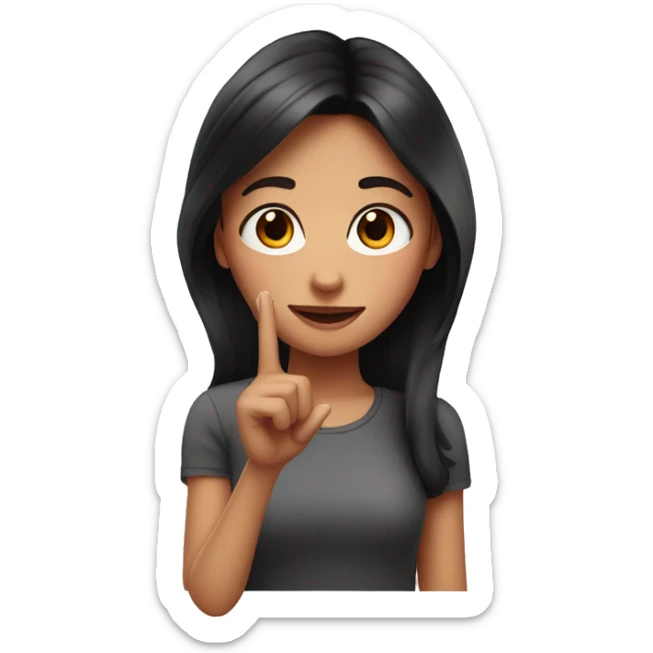 a girl with dark hair with pretty face makes a heart with her fingers  sticker