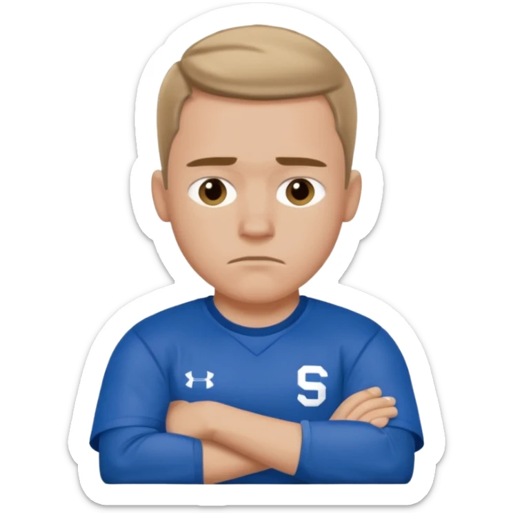 Cole Palmer in blue football t shirt crossed arms cold emoji sticker