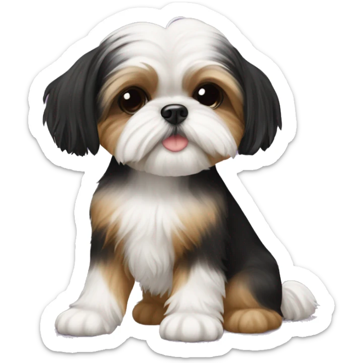 black and tan shih tzu maltese girlie mix sticker