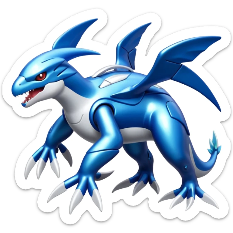 Shiny futuristic Cyber-Kyurem-Kyogre-Latios-Lugia-Fakémon-hybrid-creature (full body)  sticker