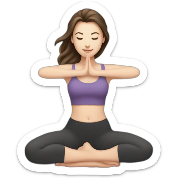 White girl brunette hair in Malasana yoga sticker