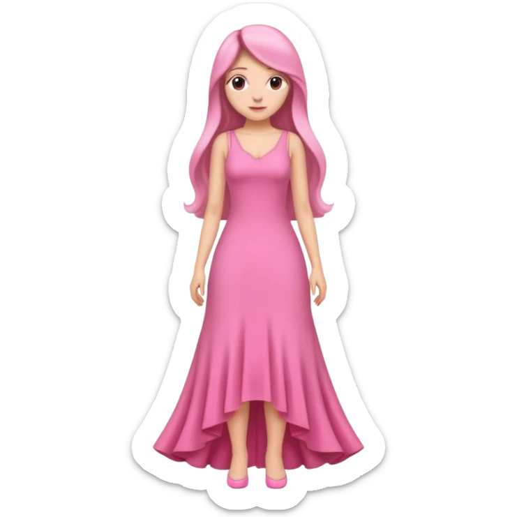 woman long hair pink dress full body sticker