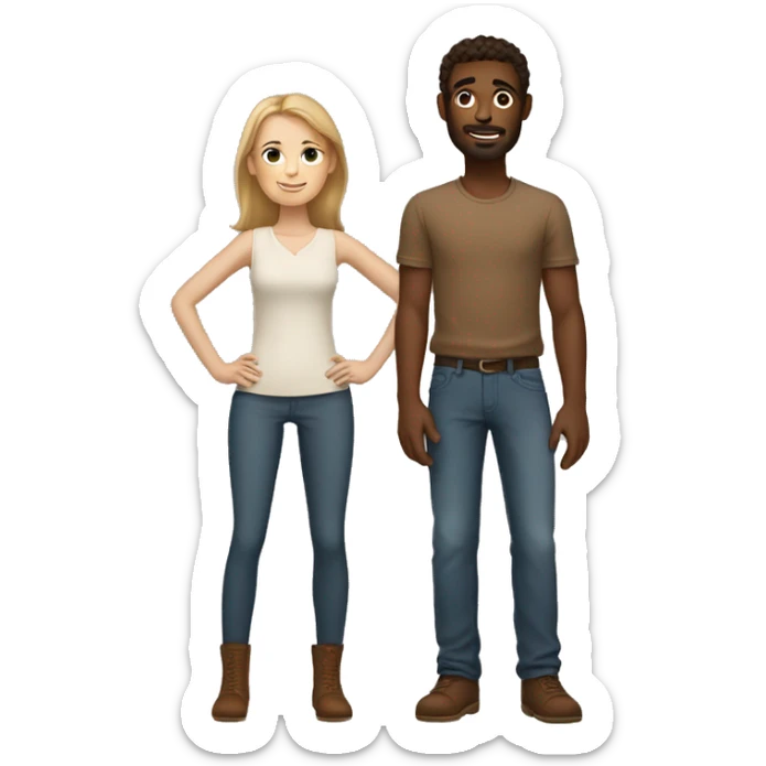  white woman with brown cuddles skinny man with light brown skin  sticker