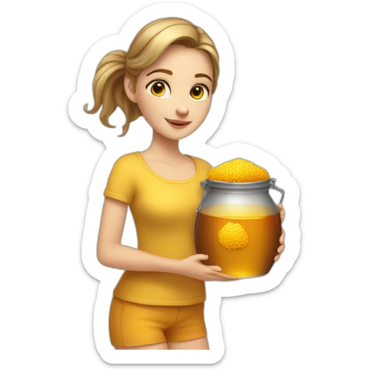 Beauty-caucasian-full-body-Girl and the pot of honey sticker