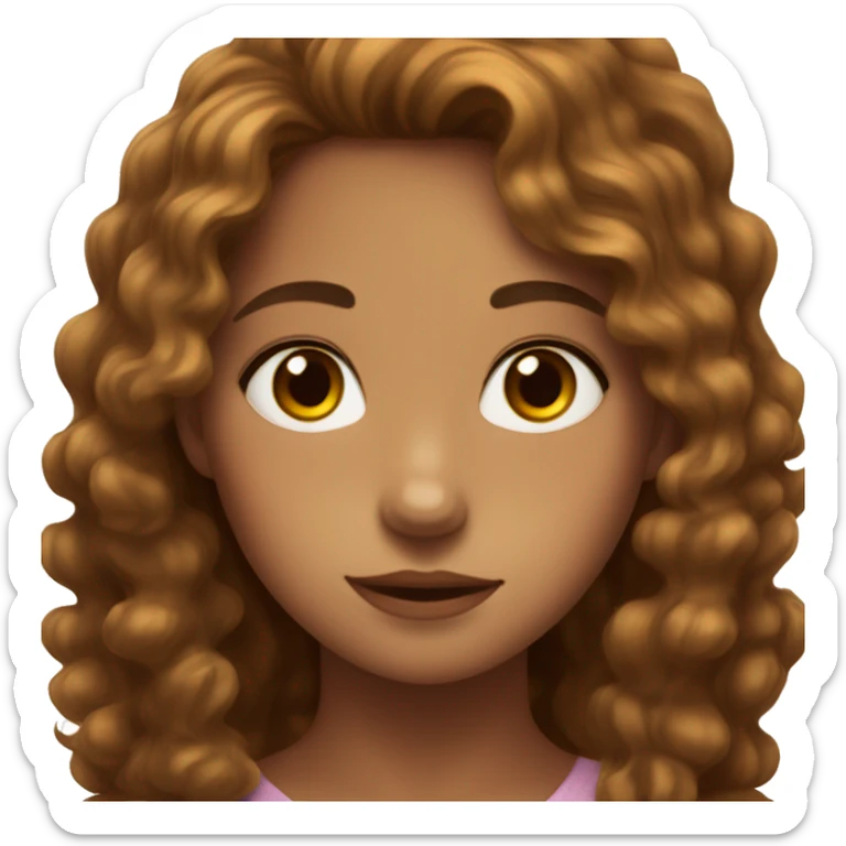 Tanish girl with brown wavy hair and hazel eyes, a few freckles sticker