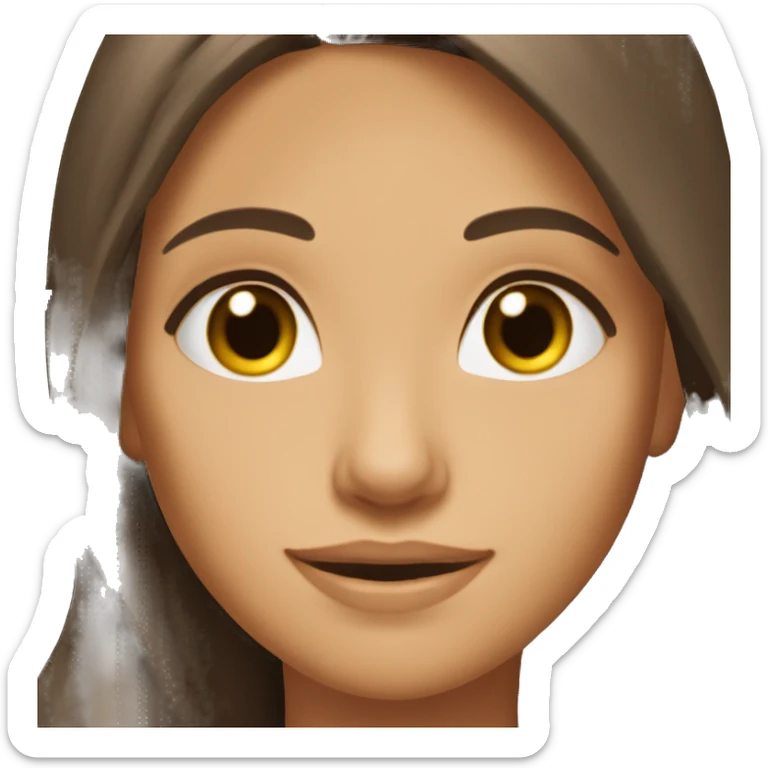 Long Brunette hair brown eyes tanned skin girl pretty sticker