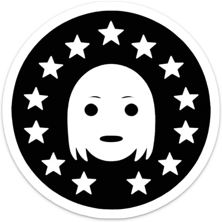 Can u make a emoji with 15 stars in a circle no face no nothin just lines and nothing in the middle and the stars have nothing it in too just lines black and white sticker