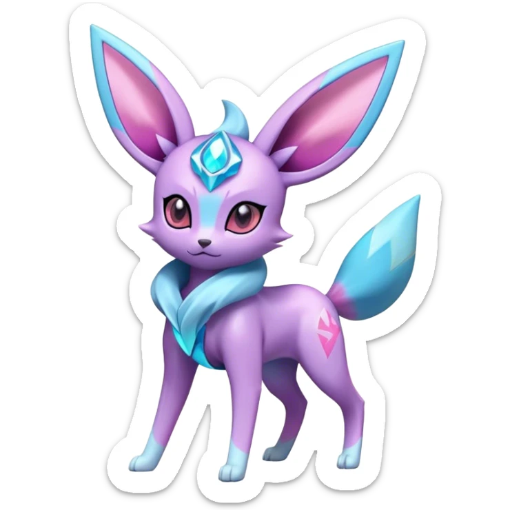 Shiny futuristic Glaceon-Espeon-Sylveon-Umbreon-hybrid, full body sticker