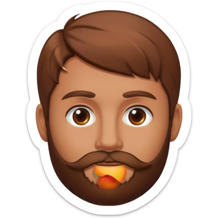 Créer emoji de un homme derrière une pêche avec un lit homme brun avec une barbe  sticker
