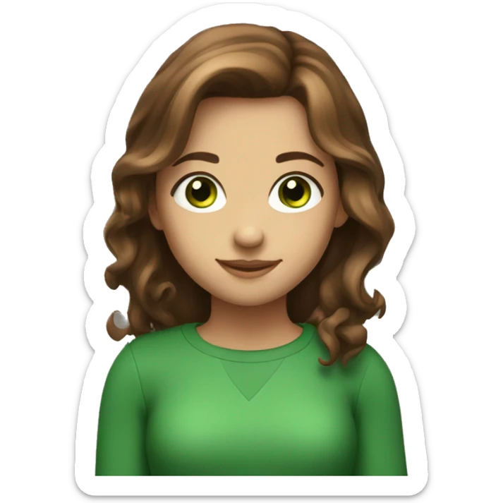 A girl whit brown hair and green eyes how smile but roll her eyes  sticker