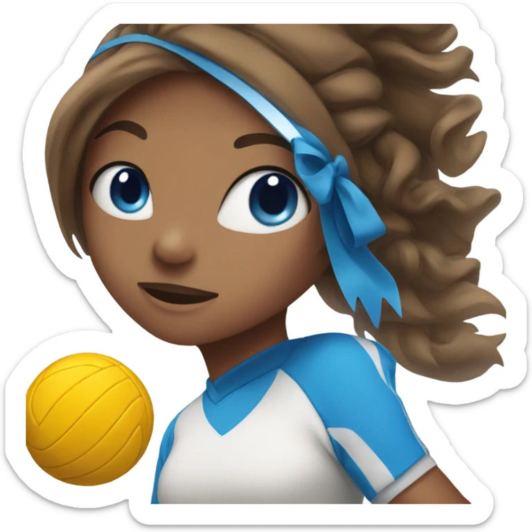 Girl with blue eyes and brown hair hitting volleyball  sticker