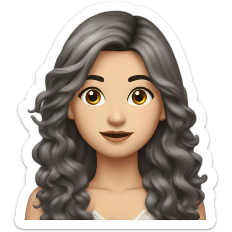 Uzbekistan rockstar girl Wave mid length hair with quitar sticker