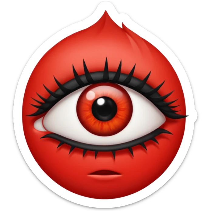 Quiero que mi emoji sea en ojo  👁 que sea de color negro total mete pero que el margen sea rojo con pestañas sticker