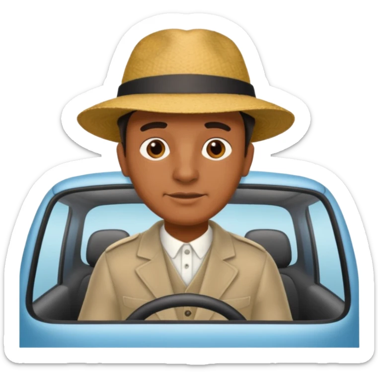 homme créole réunionnais  avec chapeau embouteillage route  sticker